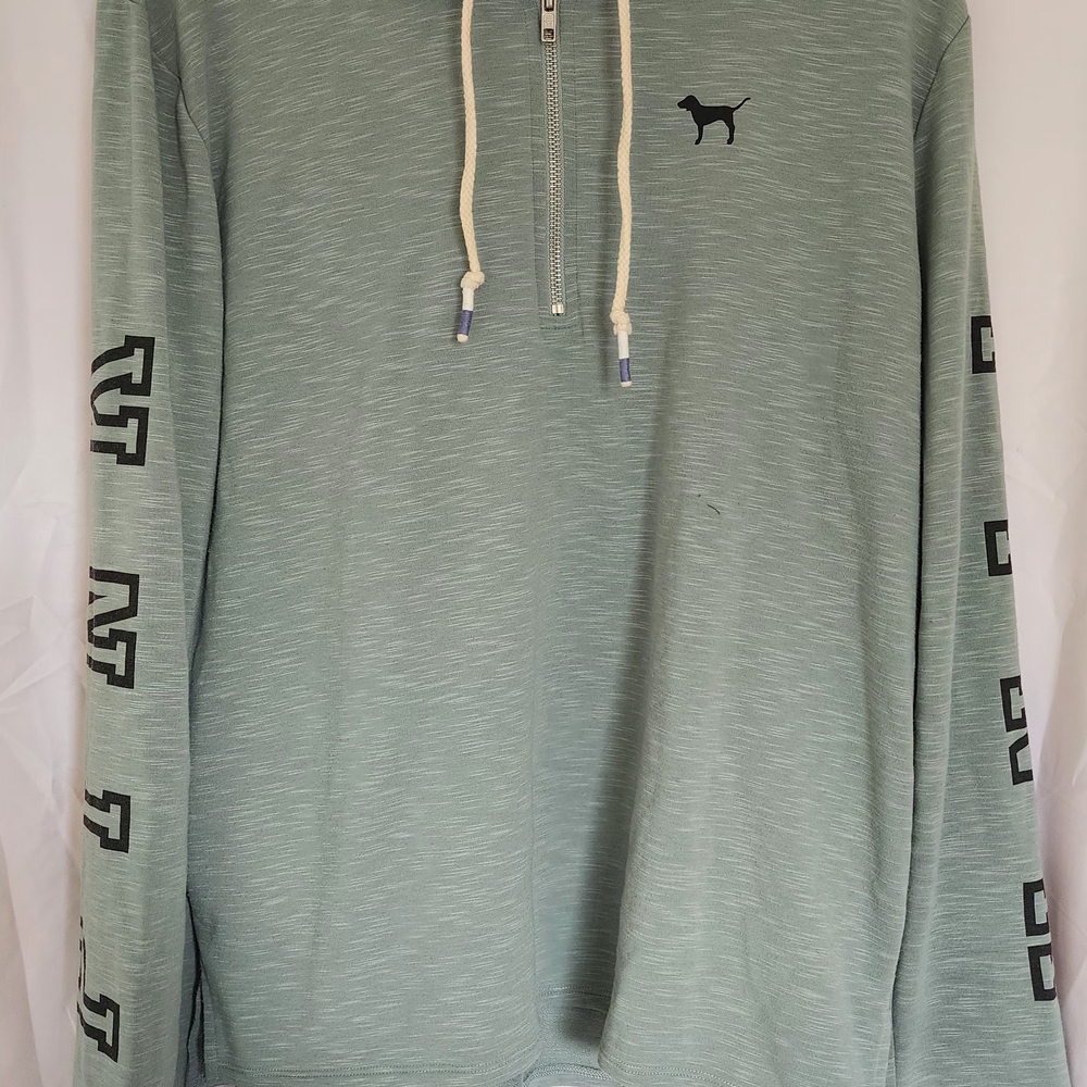 Teal Quarter-Zip Pullover with PINK Logo
